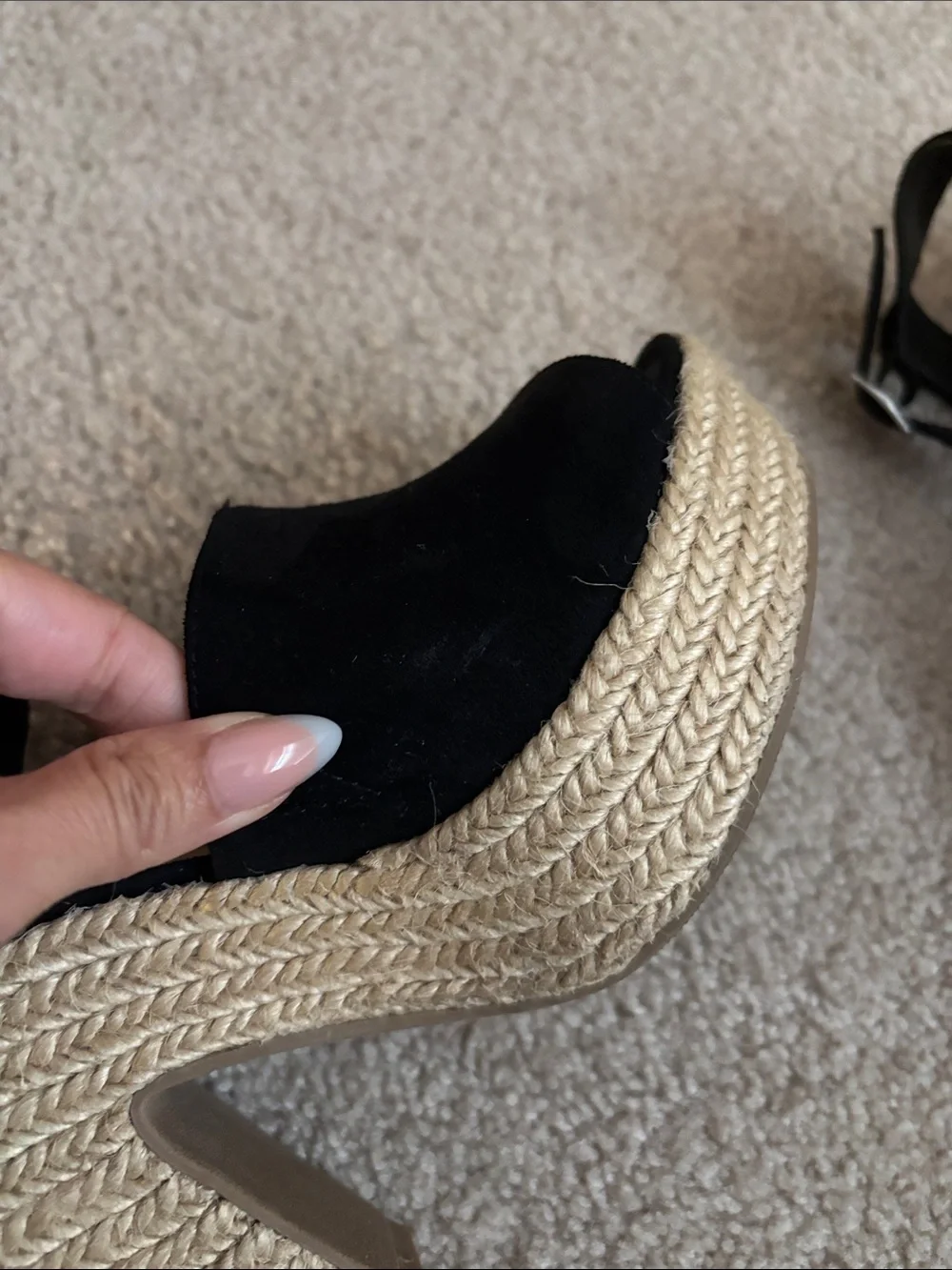 Sun and Stone-Black Platform Espadrille Sandals with Ankle Strap size 6